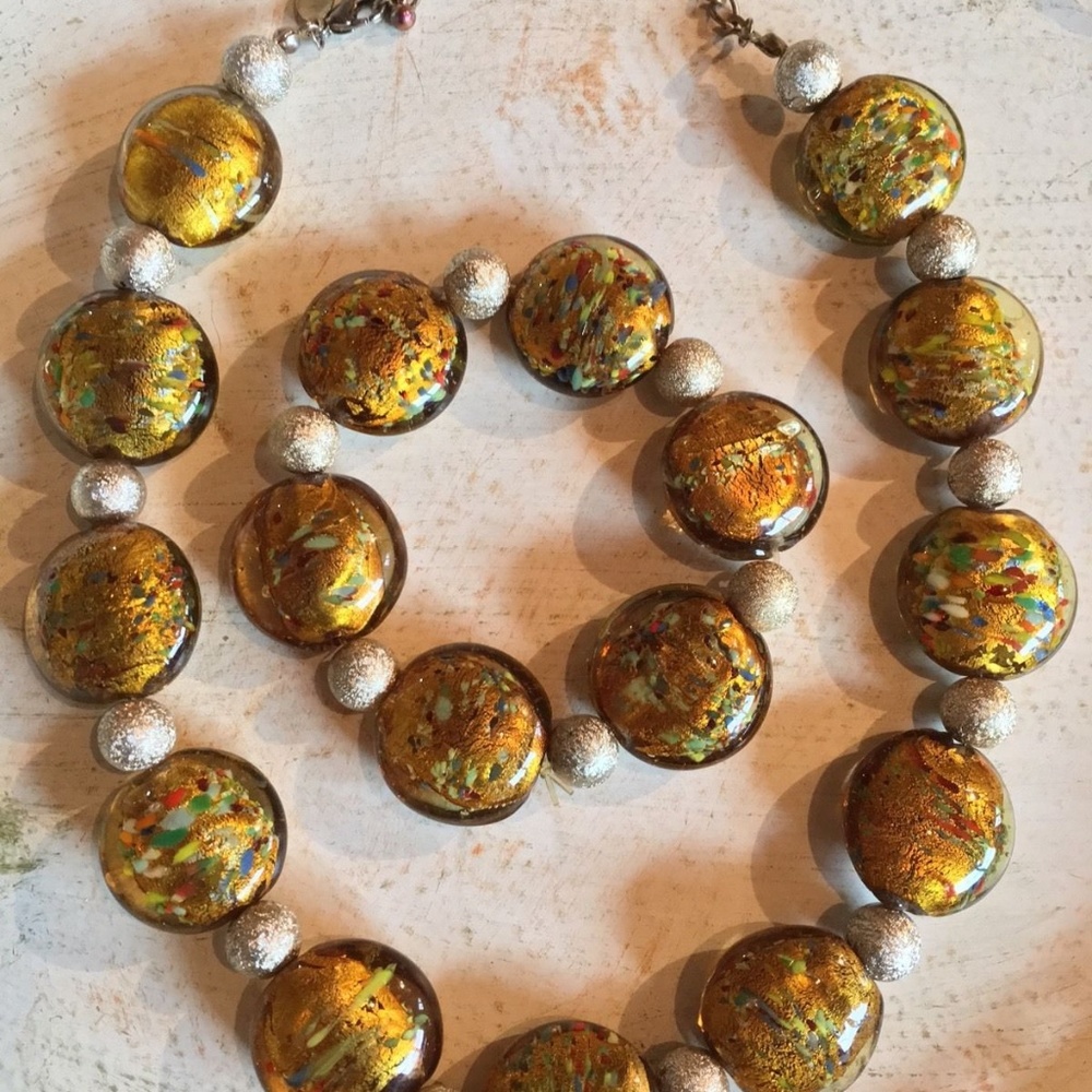 Vintage unique Confetti Necklace & Bracelet Set